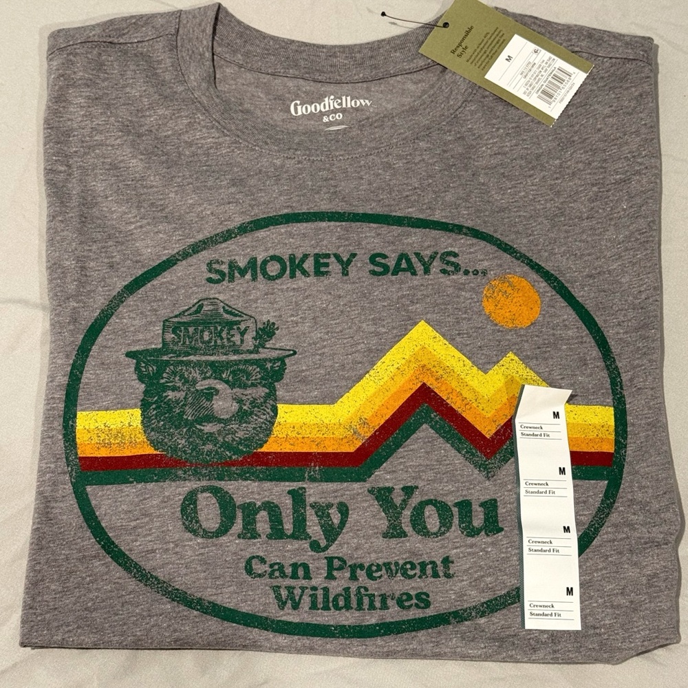 Goodfellow & Co Smokey Bear Gray T-Shirt
